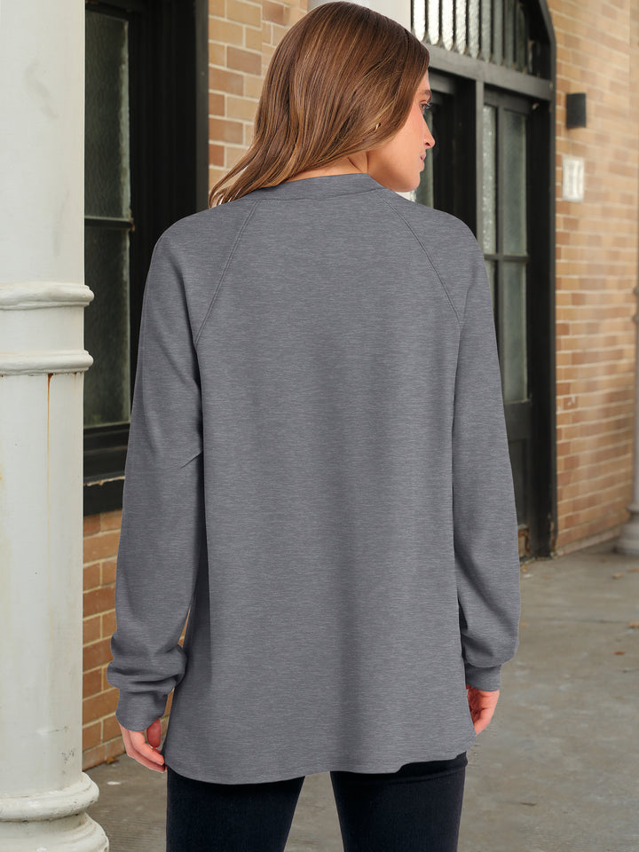 ANRABESS Women's Long Sleeve Henley Tops Tunic Sweatshirt Loose Slit Casual Button Shirts Pullover 2025 Fall Winter Outfits