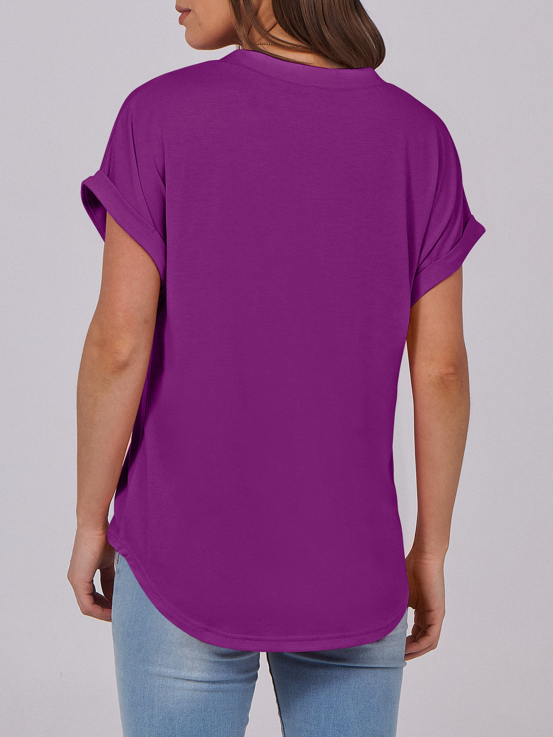 ANRABESS Women's Short Sleeve V-Neck Henley Top