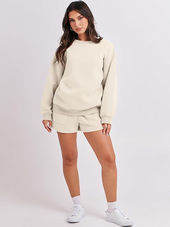 ANRABESS Women's Oversized Sweat Shorts Matching Set