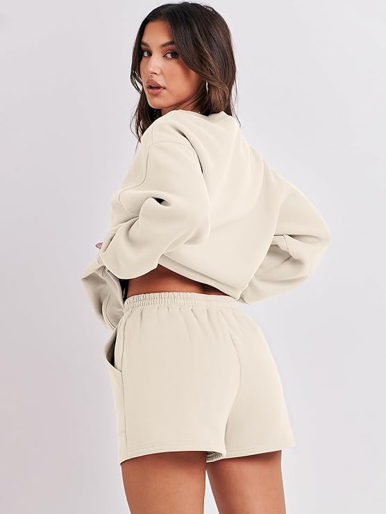 ANRABESS Women's Oversized Sweat Shorts Matching Set