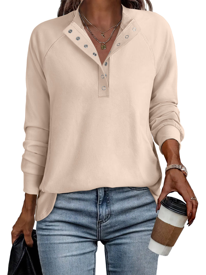 ANRABESS Women's Long Sleeve Henley Tops Tunic Sweatshirt Loose Slit Casual Button Shirts Pullover 2025 Fall Winter Outfits