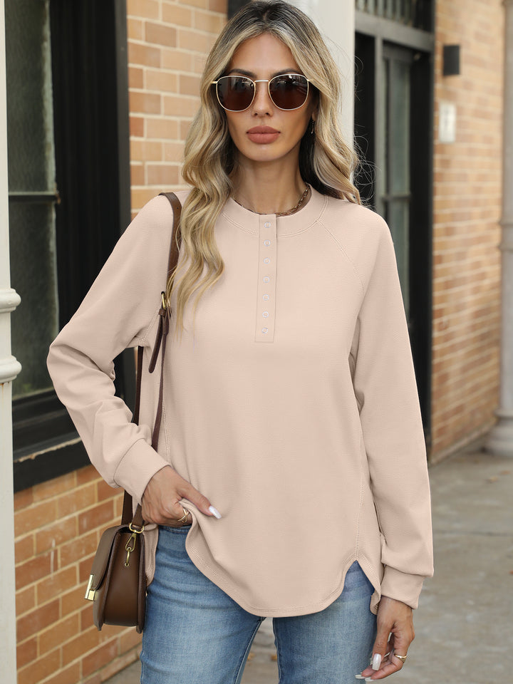 ANRABESS Women's Long Sleeve Henley Tops Tunic Sweatshirt Loose Slit Casual Button Shirts Pullover 2025 Fall Winter Outfits