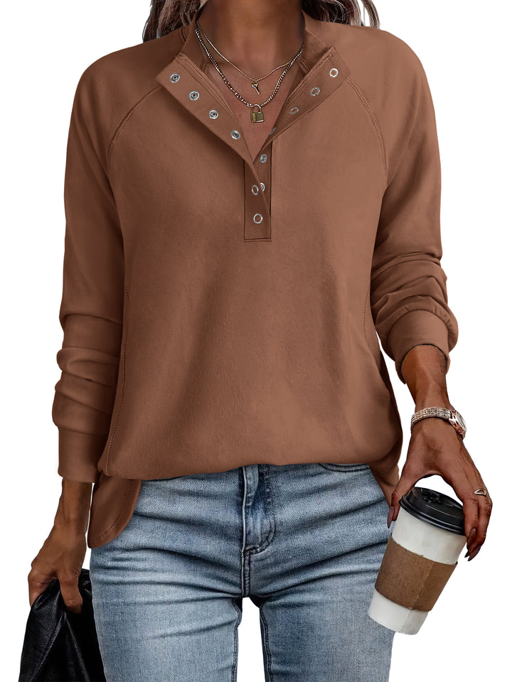 ANRABESS Women's Long Sleeve Henley Tops Tunic Sweatshirt Loose Slit Casual Button Shirts Pullover 2025 Fall Winter Outfits