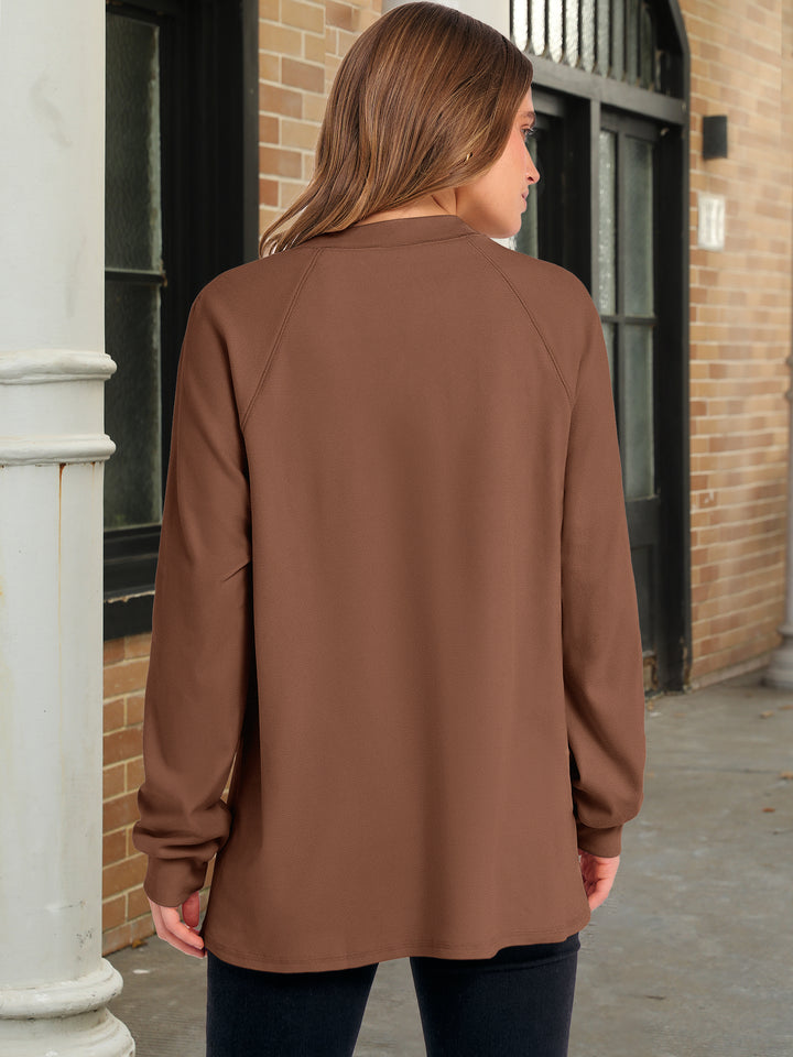 ANRABESS Women's Long Sleeve Henley Tops Tunic Sweatshirt Loose Slit Casual Button Shirts Pullover 2025 Fall Winter Outfits