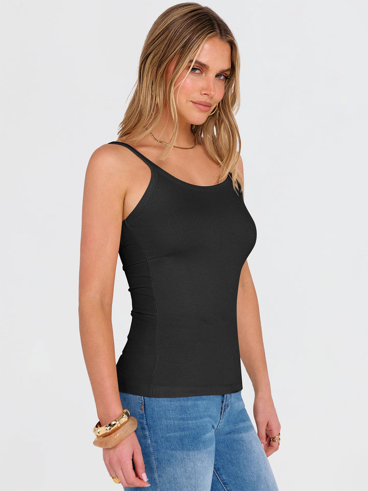 ANRABESS Women's Ribbed Scoop Neck Tank Top