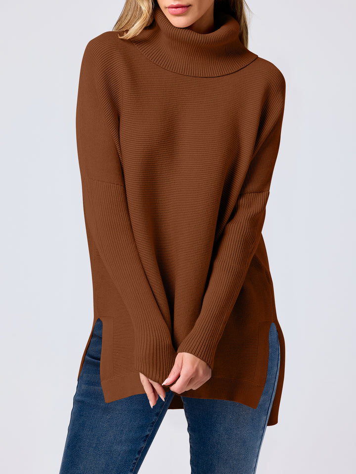 ANRABESS Batwing Sleeve Turtleneck Loose Tunic Pullover