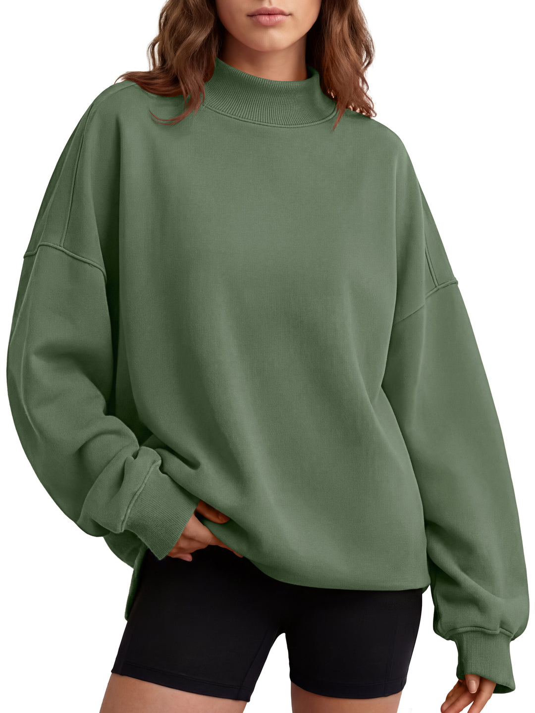 ANRABESS Women’s Mock Neck Oversized Sweatshirts Pullover Fall Outfits