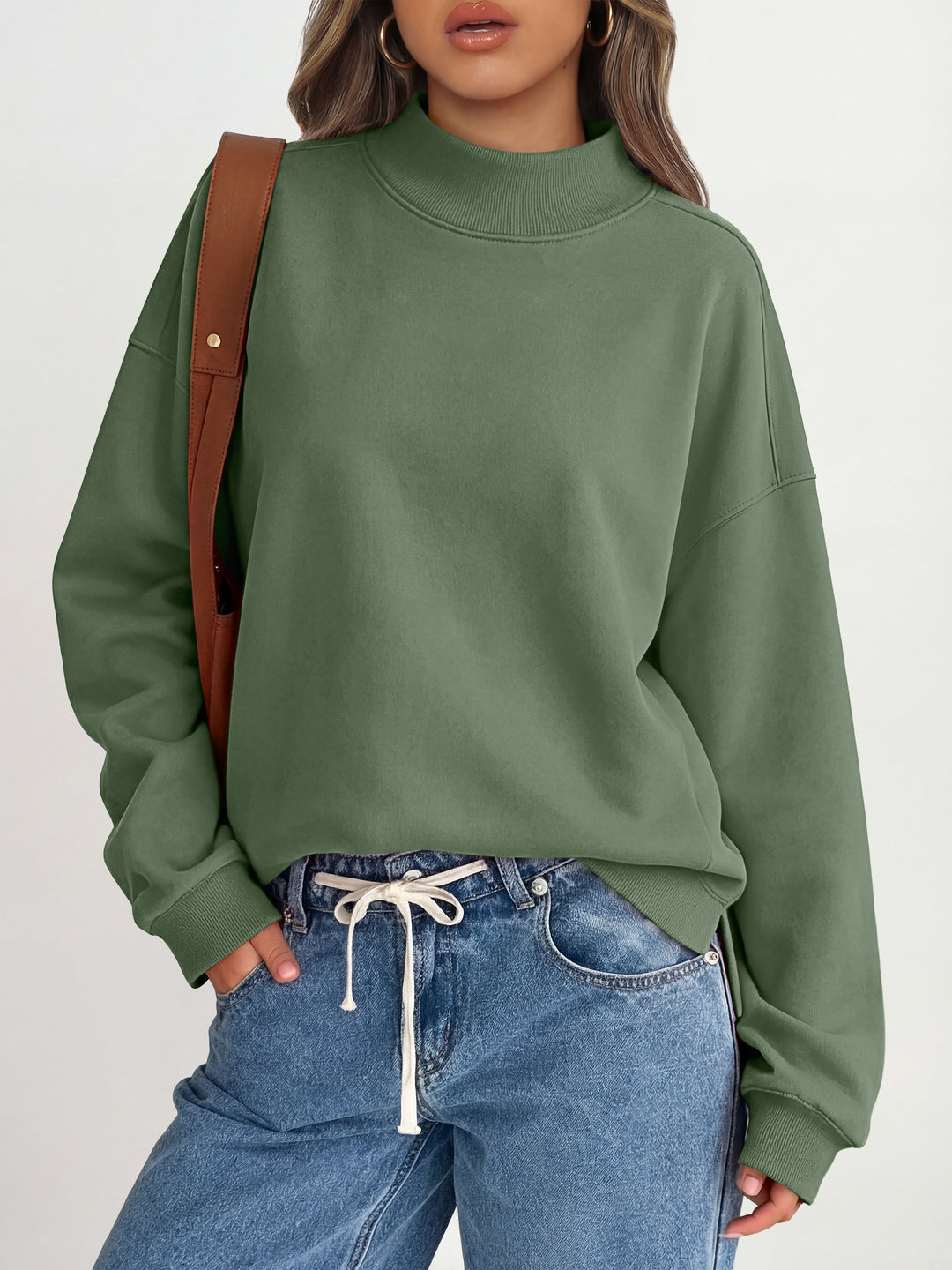 ANRABESS Women’s Mock Neck Oversized Sweatshirts Pullover Fall Outfits
