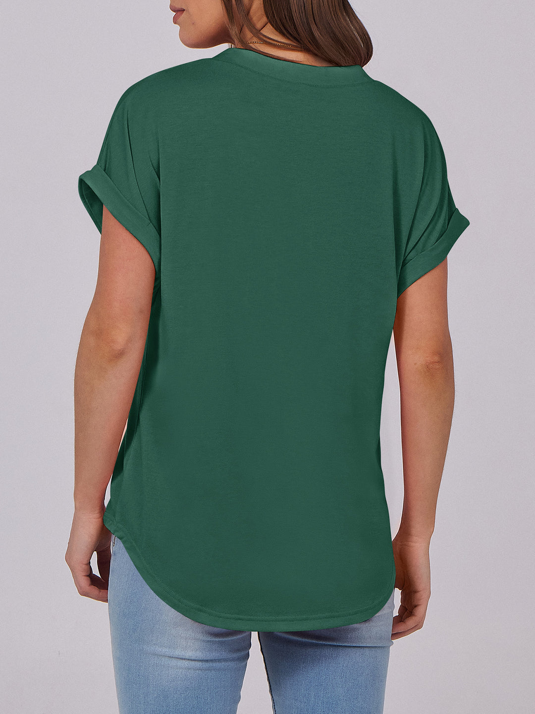 ANRABESS Women's Short Sleeve V-Neck Henley Top