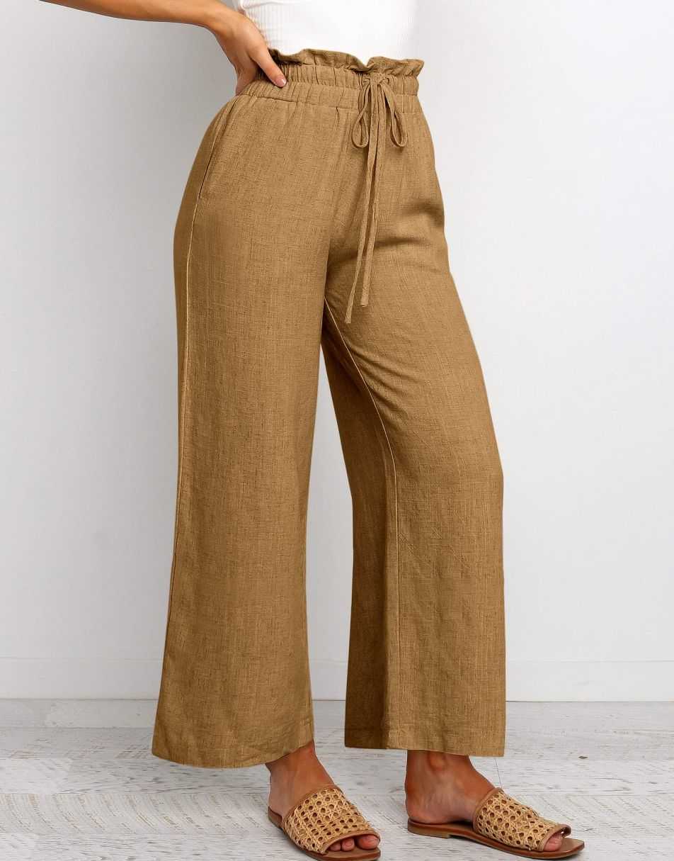 ANRABESS Women's Linen Pants Casual Loose High Waist Drawstring