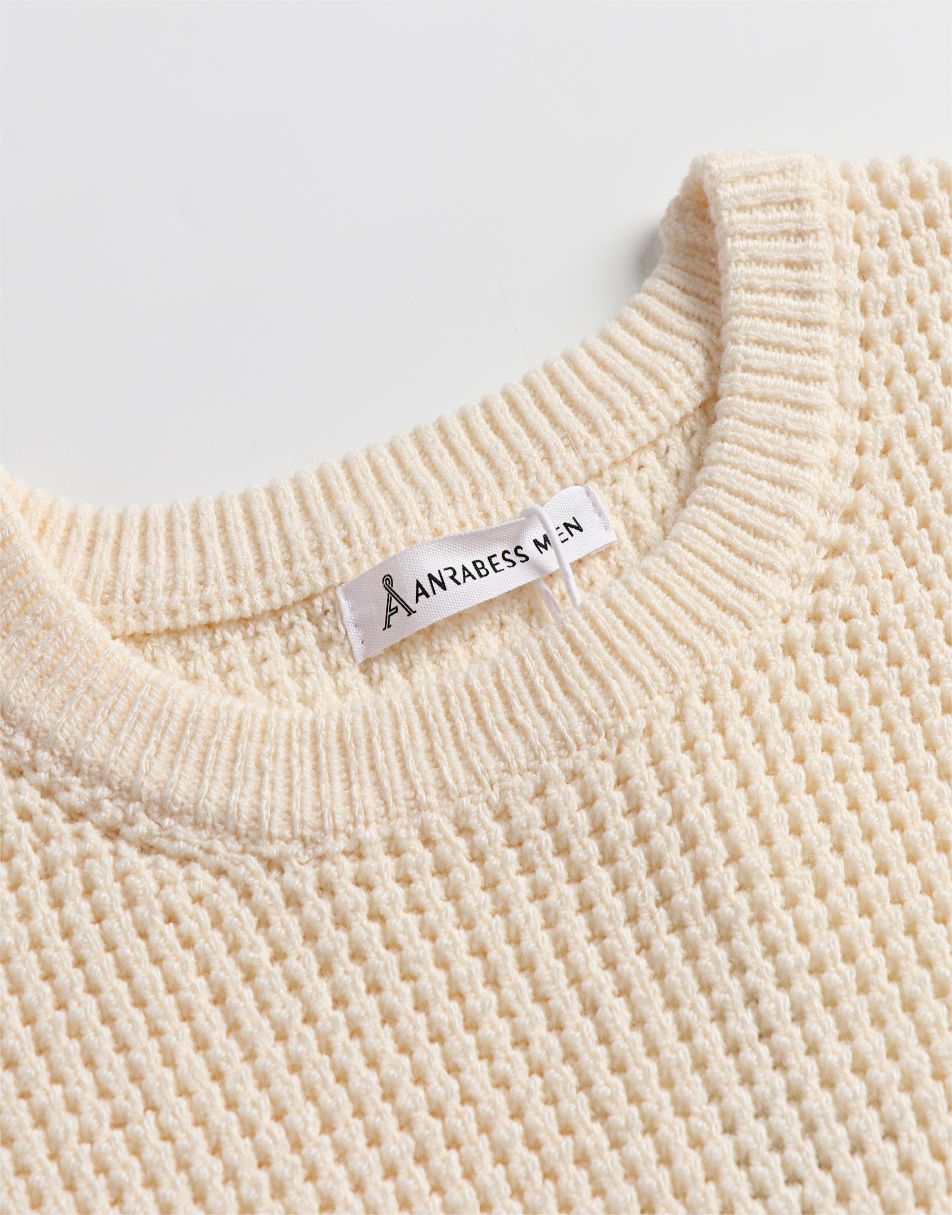 ANRABESS MEN Waffle Knit Long Sleeve Shirt