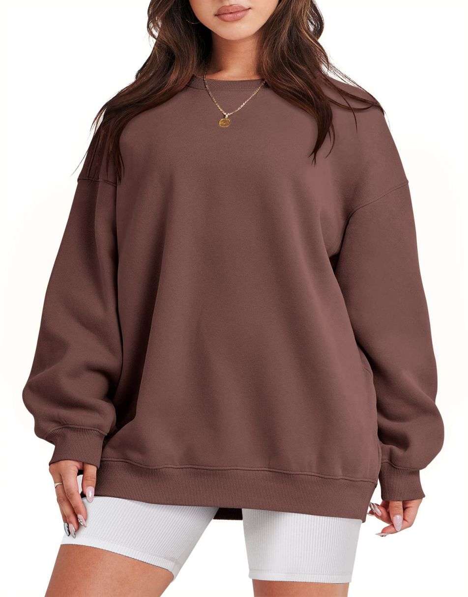 ANRABESS Oversized Sweatshirt for Women Fleece Long Sleeve Crewneck Casual  Pullover Top Fall 2023 Trendy Clothes, Caramel, X-Small : :  Clothing, Shoes & Accessories