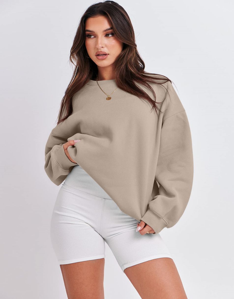 ANRABESS Oversized Sweatshirt for Women Fleece Long Sleeve Crewneck Ca