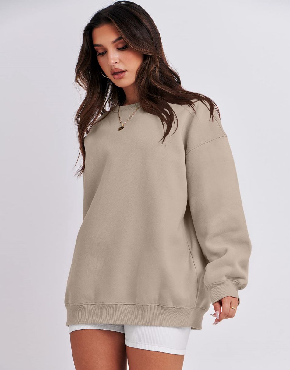 ANRABESS Fleece Oversized Sweatshirts for Women Long Sleeve Casual Comfy  Pullover Fall Solid Crew Neck Loose Hoodie Sweatshirt 2023 Trendy Cute  Clothes Top 1019jiaotang-XS Caramel at  Women's Clothing store