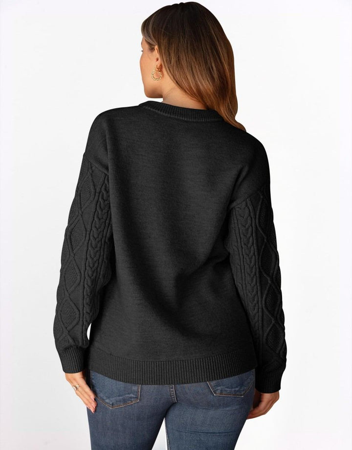 ANRABESS Sweaters for Women Long Sleeve Oversized Crewneck Cable Knit Vintage Heavy Sweater 2025 Fall Trendy Pullover Outfit