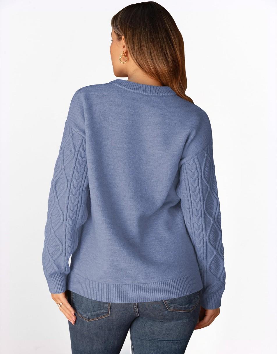 ANRABESS Sweaters for Women Long Sleeve Oversized Crewneck Cable Knit Vintage Heavy Sweater 2025 Fall Trendy Pullover Outfit