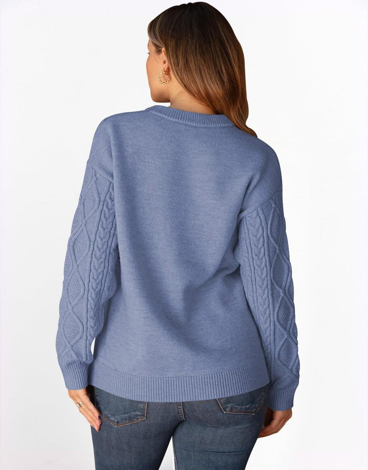 ANRABESS Sweaters for Women Long Sleeve Oversized Crewneck Cable Knit Vintage Heavy Sweater 2025 Fall Trendy Pullover Outfit