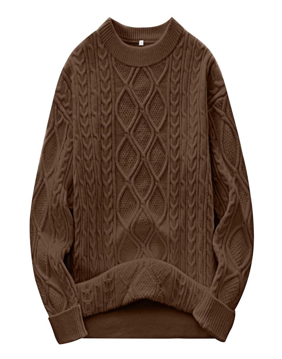 ANRABESS Sweaters for Women Long Sleeve Oversized Crewneck Cable Knit Vintage Heavy Sweater 2025 Fall Trendy Pullover Outfit