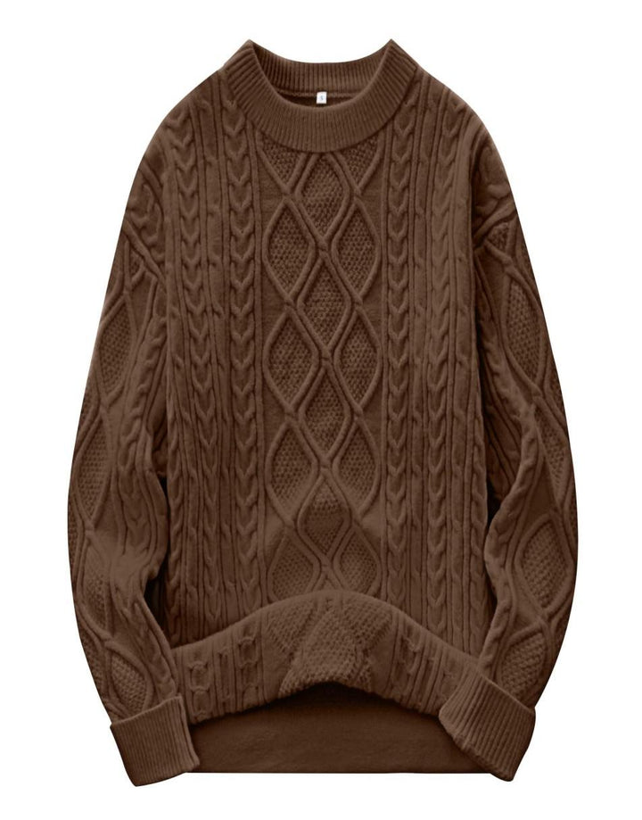 ANRABESS Sweaters for Women Long Sleeve Oversized Crewneck Cable Knit Vintage Heavy Sweater 2025 Fall Trendy Pullover Outfit