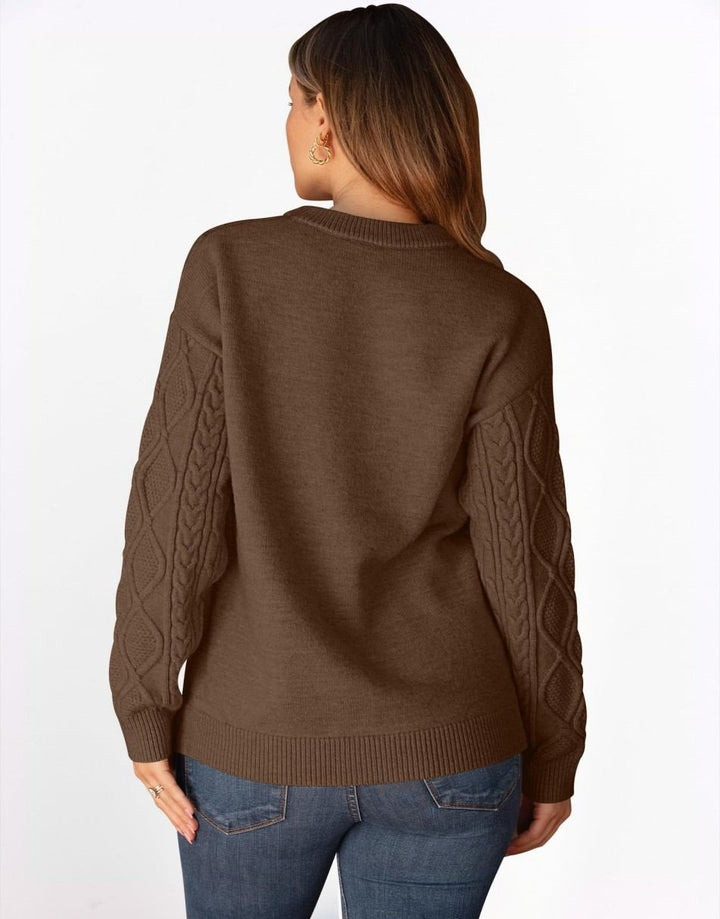 ANRABESS Sweaters for Women Long Sleeve Oversized Crewneck Cable Knit Vintage Heavy Sweater 2025 Fall Trendy Pullover Outfit
