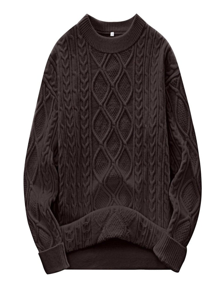 ANRABESS Sweaters for Women Long Sleeve Oversized Crewneck Cable Knit Vintage Heavy Sweater 2025 Fall Trendy Pullover Outfit