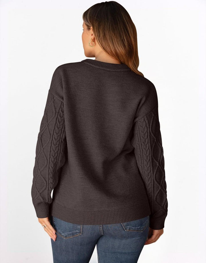ANRABESS Sweaters for Women Long Sleeve Oversized Crewneck Cable Knit Vintage Heavy Sweater 2025 Fall Trendy Pullover Outfit