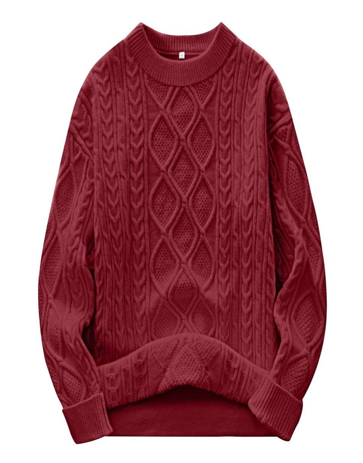 ANRABESS Sweaters for Women Long Sleeve Oversized Crewneck Cable Knit Vintage Heavy Sweater 2025 Fall Trendy Pullover Outfit