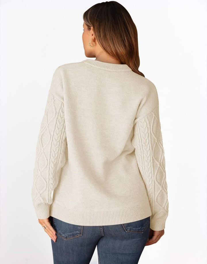 ANRABESS Sweaters for Women Long Sleeve Oversized Crewneck Cable Knit Vintage Heavy Sweater 2025 Fall Trendy Pullover Outfit