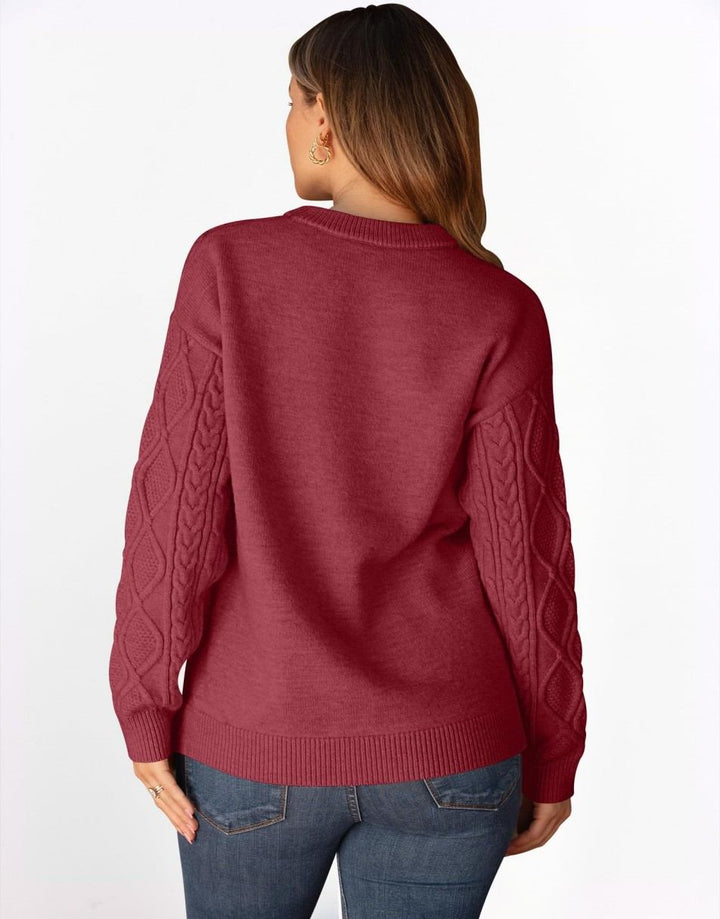 ANRABESS Sweaters for Women Long Sleeve Oversized Crewneck Cable Knit Vintage Heavy Sweater 2025 Fall Trendy Pullover Outfit