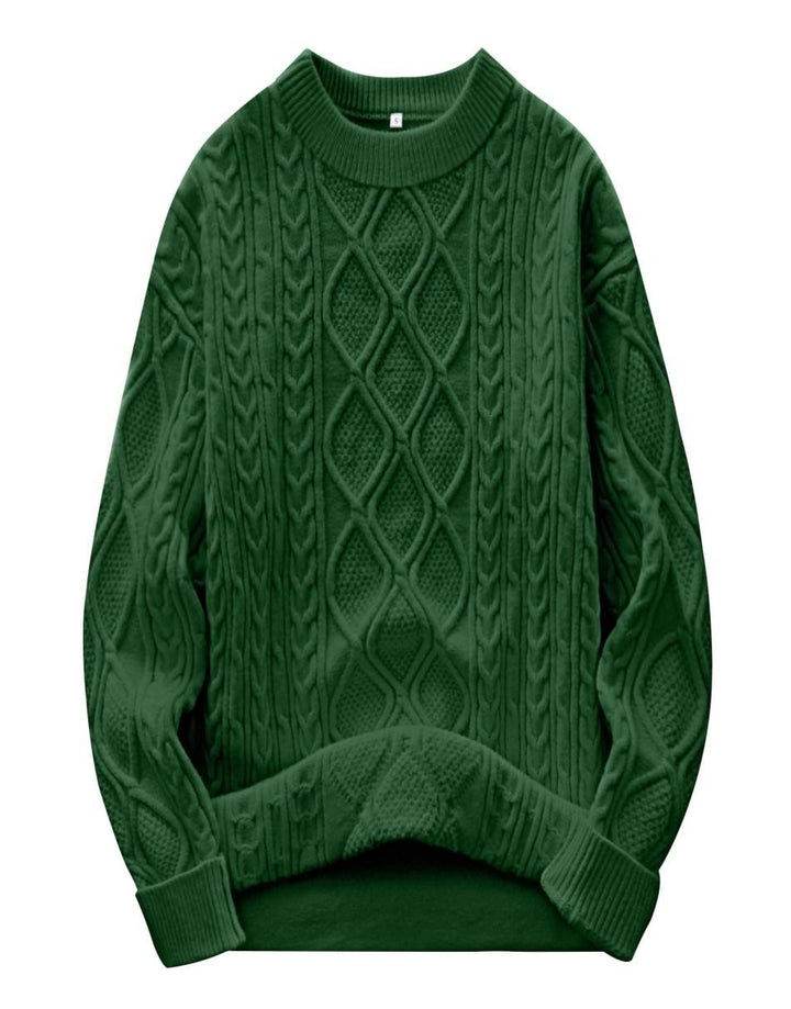 ANRABESS Sweaters for Women Long Sleeve Oversized Crewneck Cable Knit Vintage Heavy Sweater 2025 Fall Trendy Pullover Outfit