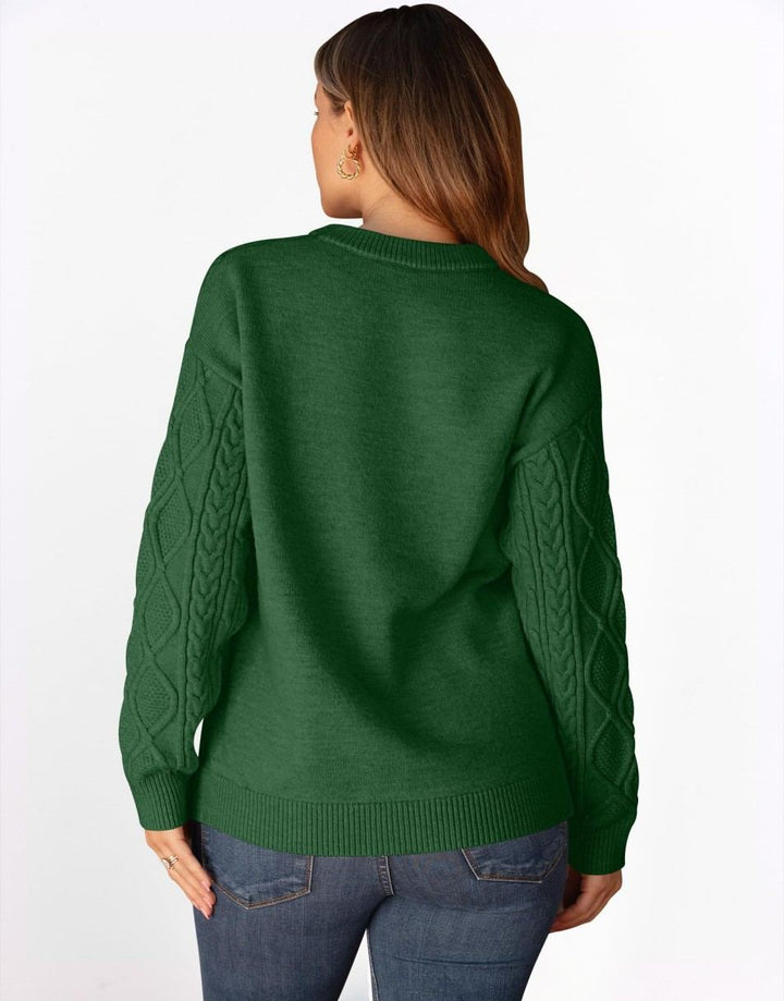 ANRABESS Sweaters for Women Long Sleeve Oversized Crewneck Cable Knit Vintage Heavy Sweater 2025 Fall Trendy Pullover Outfit