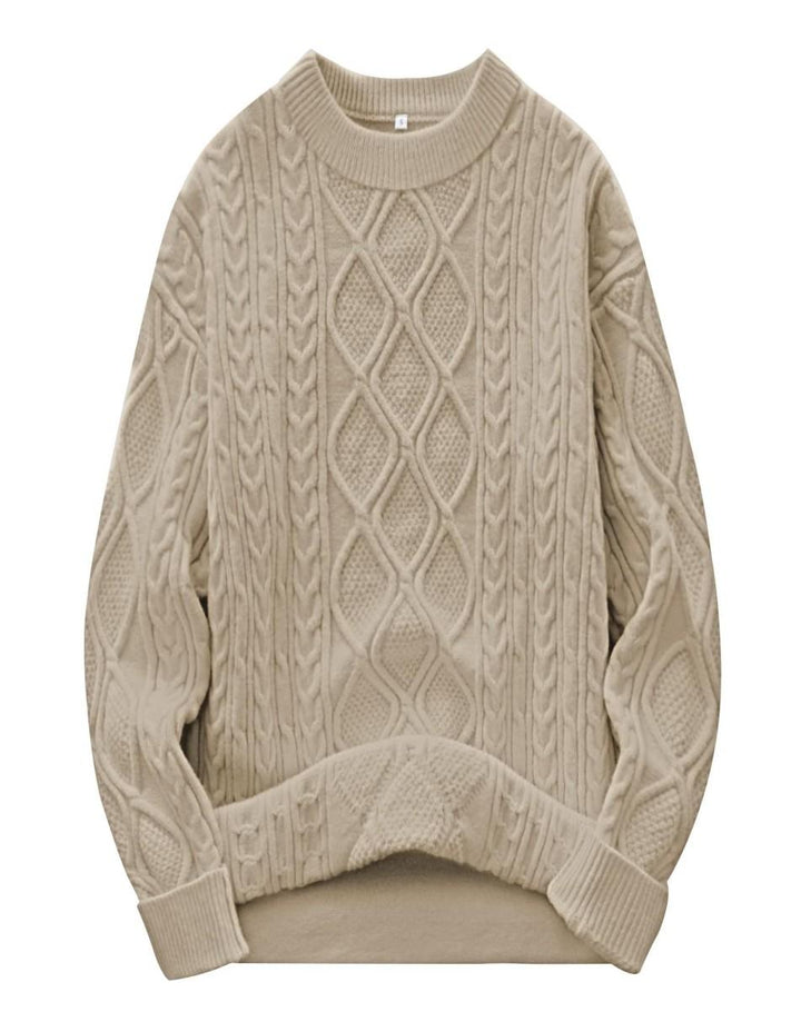 ANRABESS Sweaters for Women Long Sleeve Oversized Crewneck Cable Knit Vintage Heavy Sweater 2025 Fall Trendy Pullover Outfit