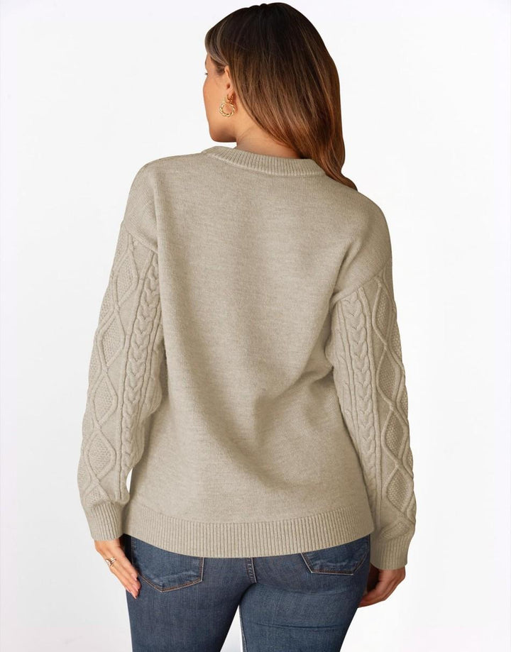 ANRABESS Sweaters for Women Long Sleeve Oversized Crewneck Cable Knit Vintage Heavy Sweater 2025 Fall Trendy Pullover Outfit