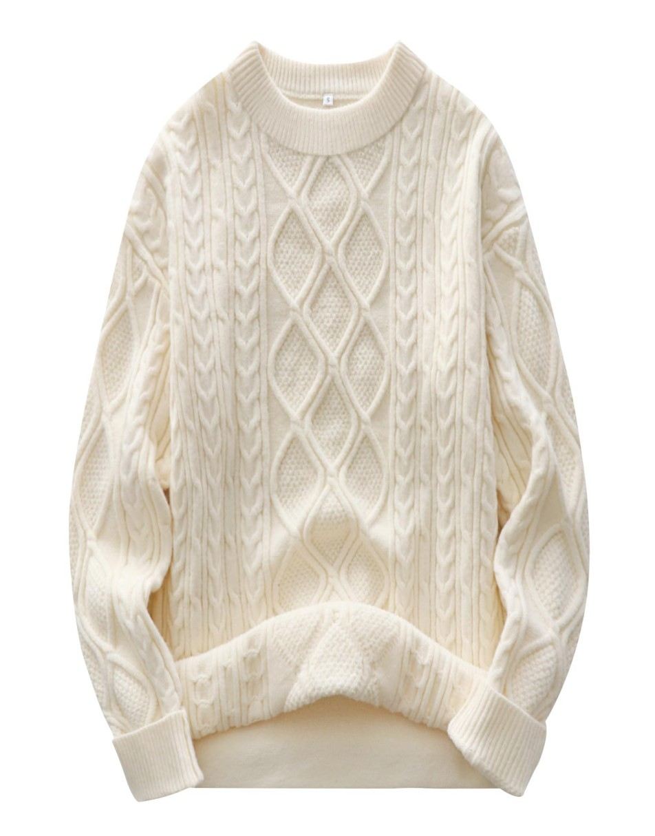ANRABESS Sweaters for Women Long Sleeve Oversized Crewneck Cable Knit Vintage Heavy Sweater 2025 Fall Trendy Pullover Outfit
