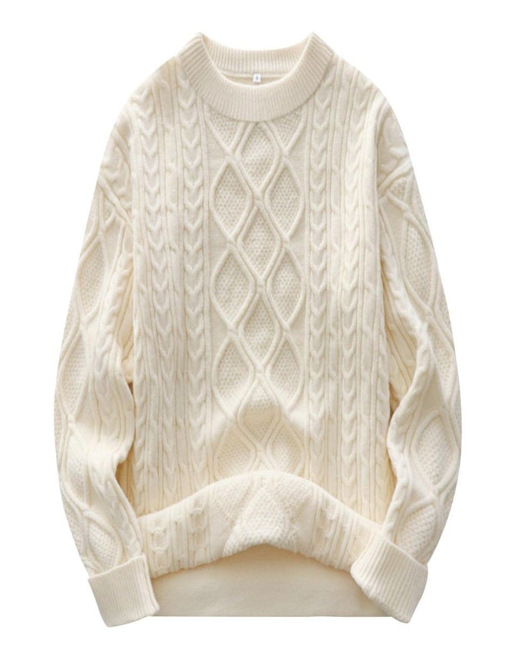 ANRABESS Sweaters for Women Long Sleeve Oversized Crewneck Cable Knit Vintage Heavy Sweater 2025 Fall Trendy Pullover Outfit