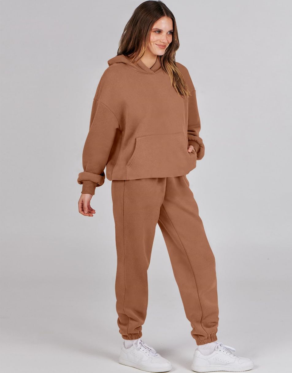 ANRABESS Women 2 Piece Outfits Hoodie Sweatshirt Tracksuit & Oversized  Jogger Sweatpants Y2K Sweatsuit Set, Apricot, Small : : Clothing,  Shoes & Accessories