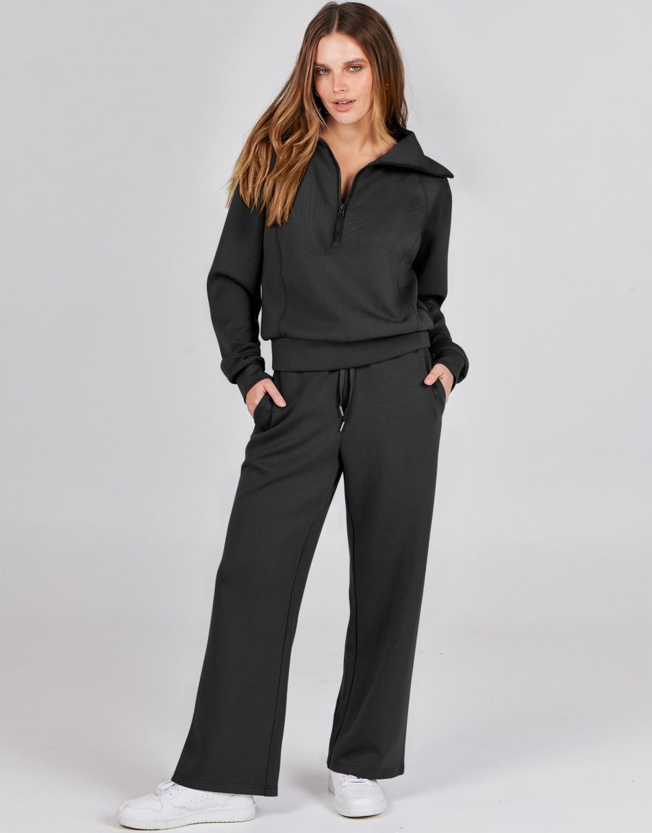 Womens black sweatsuit hot sale