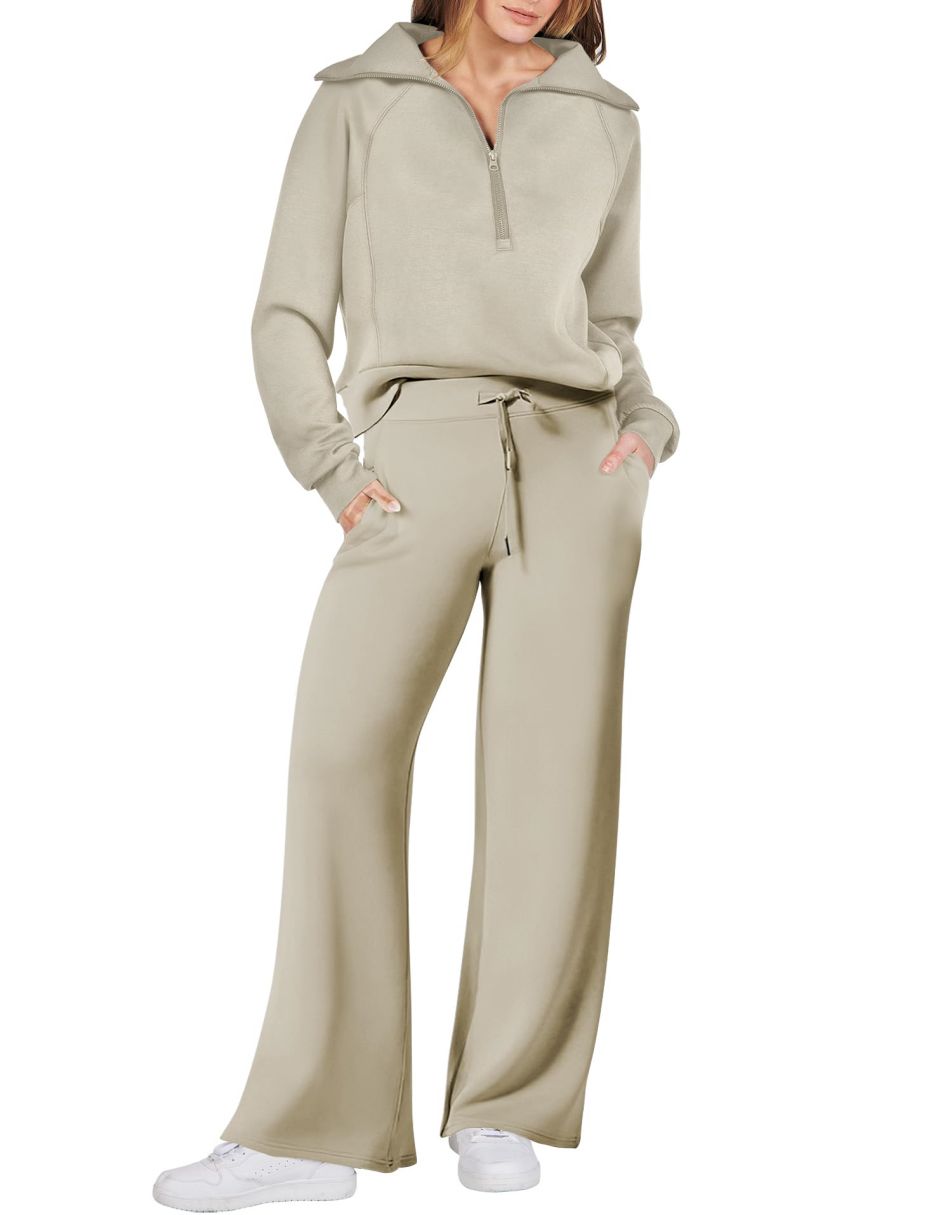 ANRABESS Women 2 Piece Outfits Sweatsuit Set 2023 Fall Oversized Half