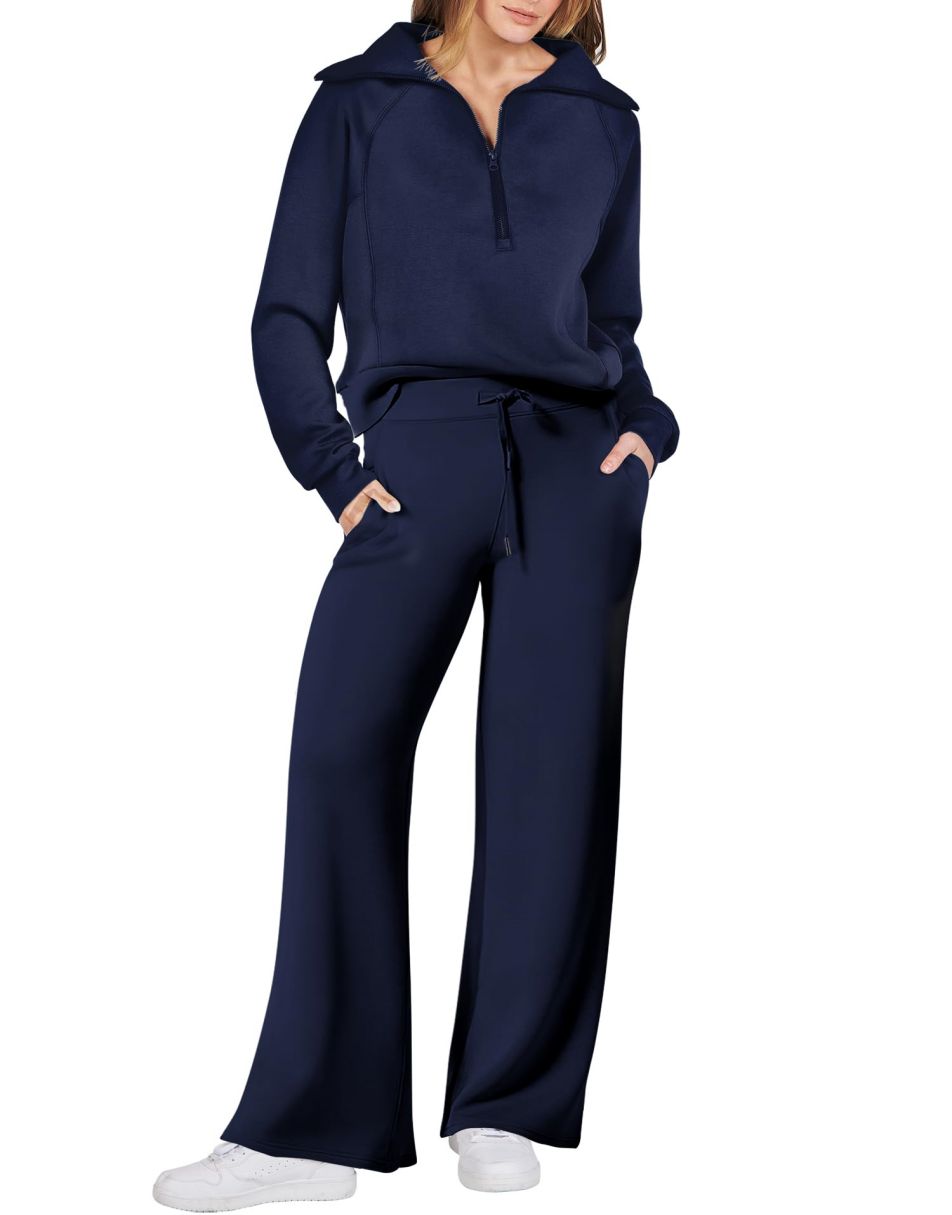 ANRABESS Women 2 Piece Outfits Sweatsuit Set 2023 Fall Oversized Half