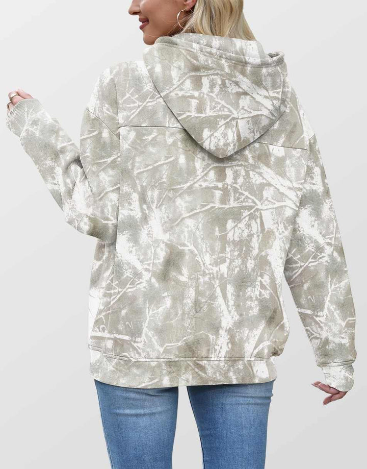 ANRABESS Women Camo Hoodies Long Sleeve Maple Leaf Print Fleece Oversized Casual Pullover Sweatshirt 2025 Fall Preppy Clothes