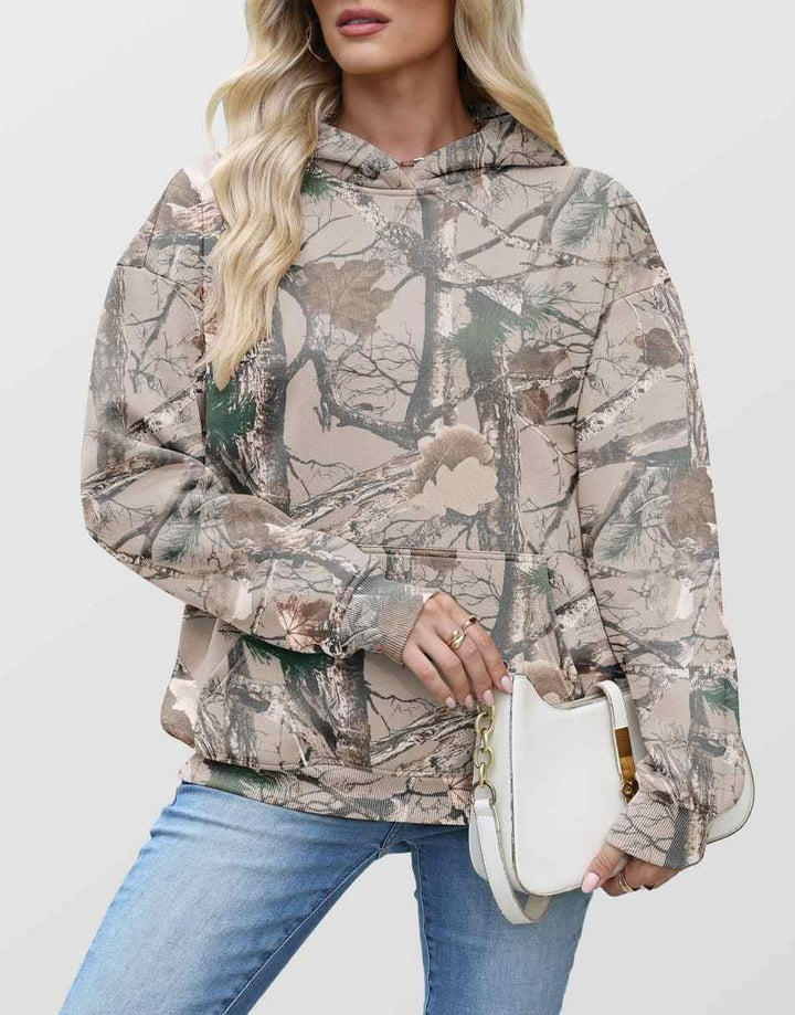 ANRABESS Women Camo Hoodies Long Sleeve Maple Leaf Print Fleece Oversized Casual Pullover Sweatshirt 2025 Fall Preppy Clothes