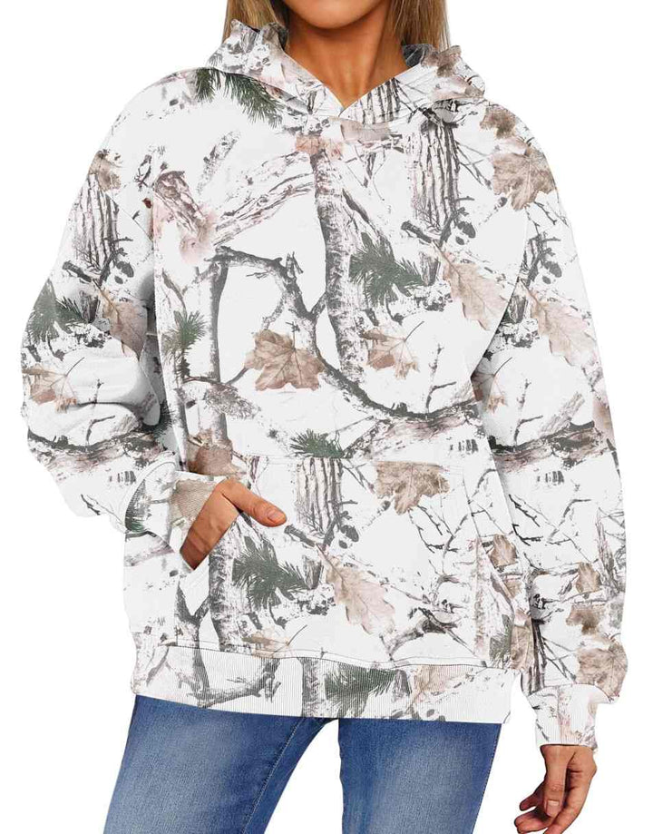 ANRABESS Women Camo Hoodies Long Sleeve Maple Leaf Print Fleece Oversized Casual Pullover Sweatshirt 2025 Fall Preppy Clothes