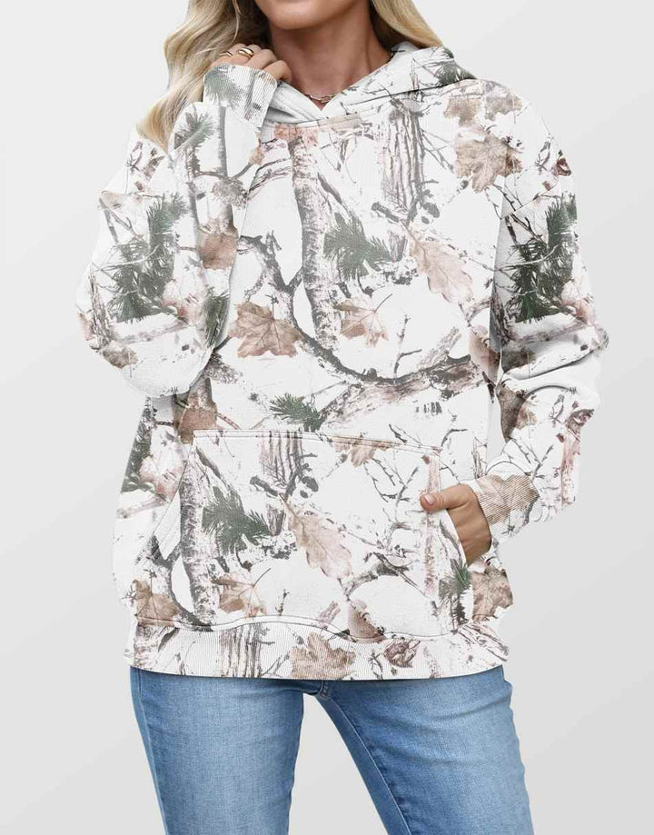 ANRABESS Women Camo Hoodies Long Sleeve Maple Leaf Print Fleece Oversized Casual Pullover Sweatshirt 2025 Fall Preppy Clothes
