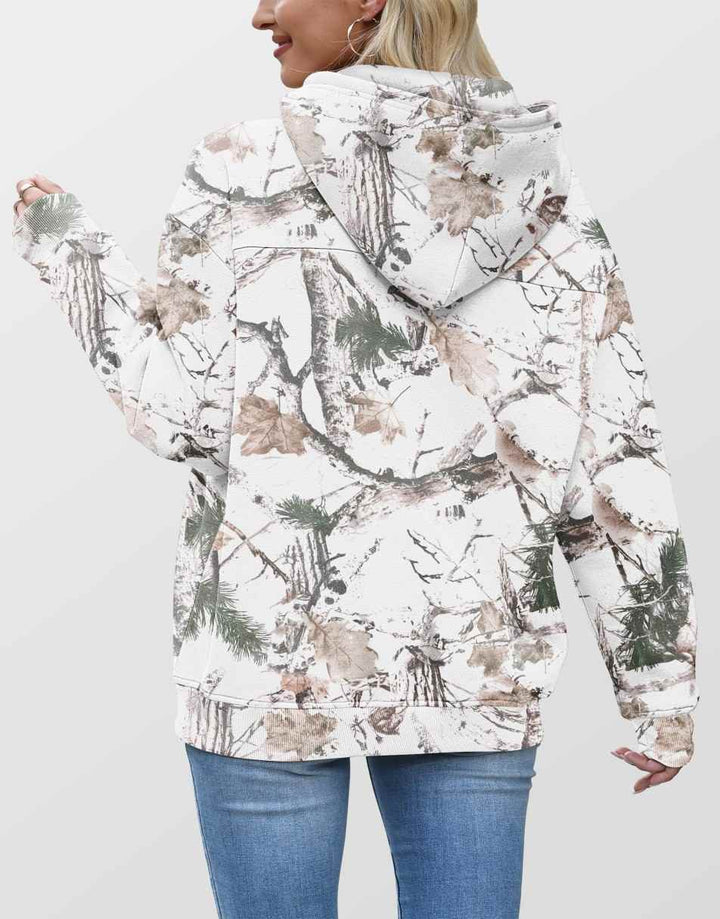 ANRABESS Women Camo Hoodies Long Sleeve Maple Leaf Print Fleece Oversized Casual Pullover Sweatshirt 2025 Fall Preppy Clothes