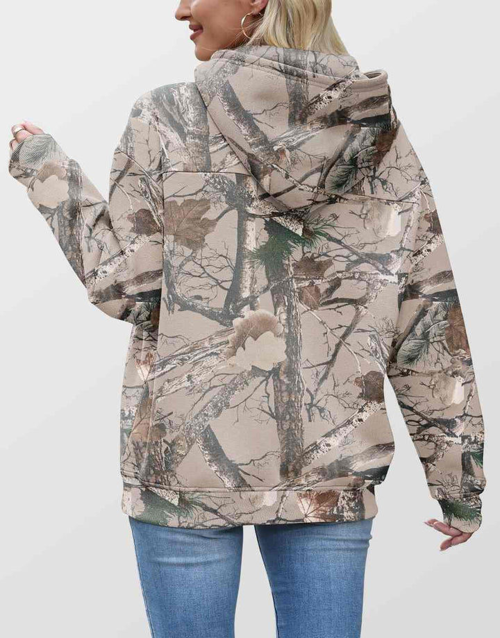 ANRABESS Women Camo Hoodies Long Sleeve Maple Leaf Print Fleece Oversized Casual Pullover Sweatshirt 2025 Fall Preppy Clothes