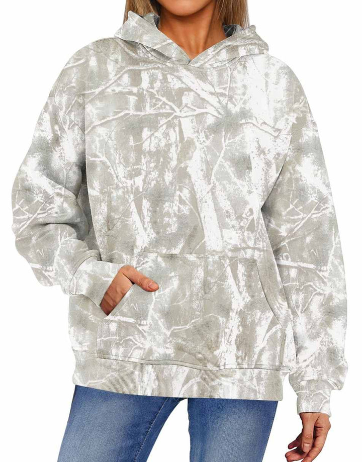 ANRABESS Women Camo Hoodies Long Sleeve Maple Leaf Print Fleece Oversized Casual Pullover Sweatshirt 2025 Fall Preppy Clothes