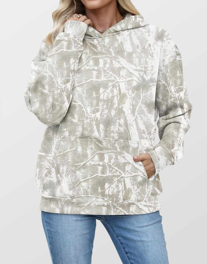 ANRABESS Women Camo Hoodies Long Sleeve Maple Leaf Print Fleece Oversized Casual Pullover Sweatshirt 2025 Fall Preppy Clothes