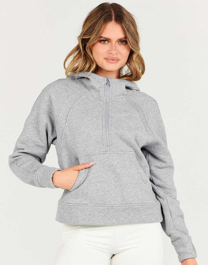 ANRABESS Women Half Zip Cropped Hoodies Fleece Quarter Zip Up Pullover Sweatshirts Winter Clothes 2023 Outfits Sweater