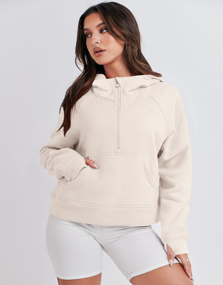 ANRABESS Women Half Zip Cropped Hoodies Fleece Quarter Zip Up Pullover Sweatshirts Winter Clothes 2023 Outfits Sweater