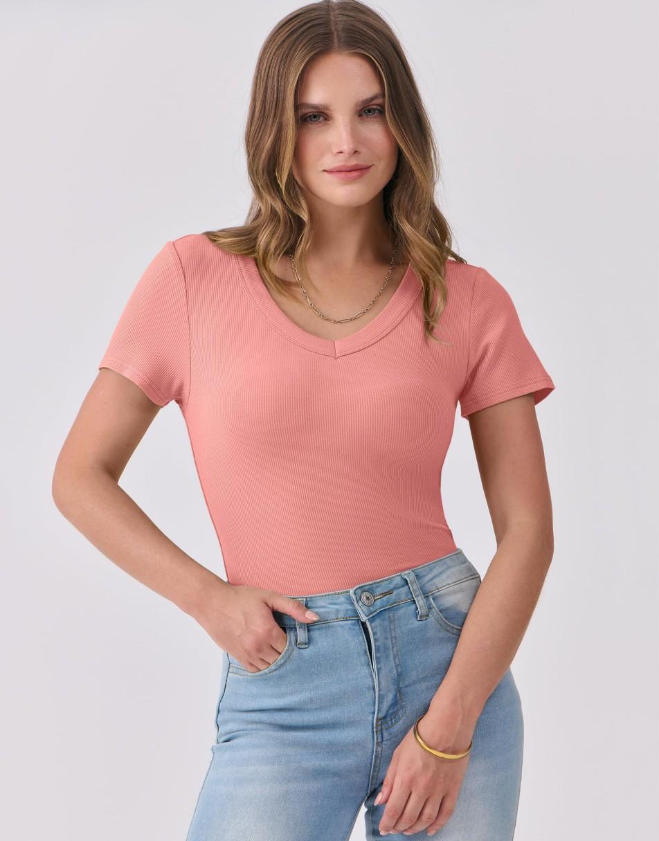 ANRABESS Women Short Sleeve V Neck Ribbed Knit Fitted Shirts Basic Tees Tops 2025 Summer Casual T-Shirts Going Out Outfits